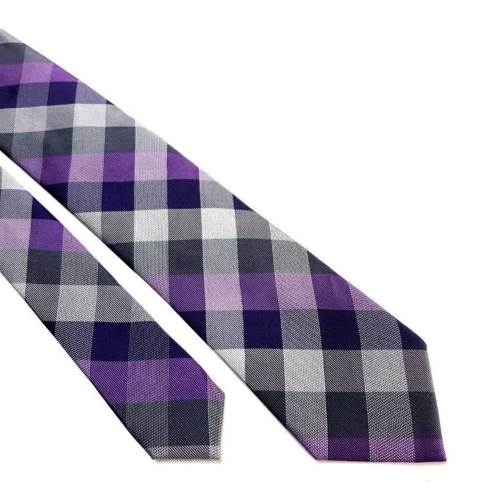 Van Heusen Silk Tie Purple Plaid Print